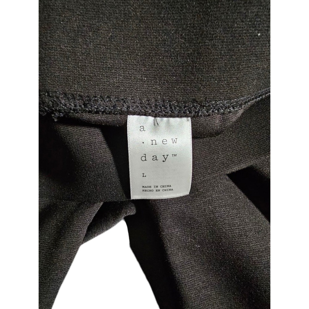 A New Day Womens Black High Waisted Leggings Size L Stretch Casual Yoga Pants - Picture 3 of 8